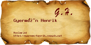 Gyermán Henrik névjegykártya